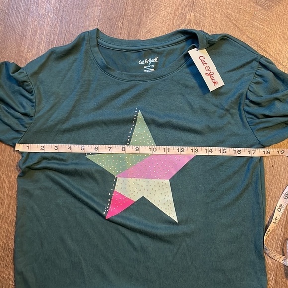 Cat & Jack Teal Star Graphic Knit Sweater size XL (14/16) Recycled Materials - Picture 14 of 16